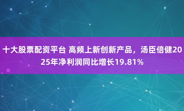 十大股票配资平台 高频上新创新产品，汤臣倍健2025年净利润同比增长19.81%